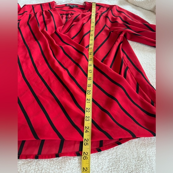 INC Designer Red & Black Striped Wrap Blouse Women’s Size Large - Picture 14 of 16
